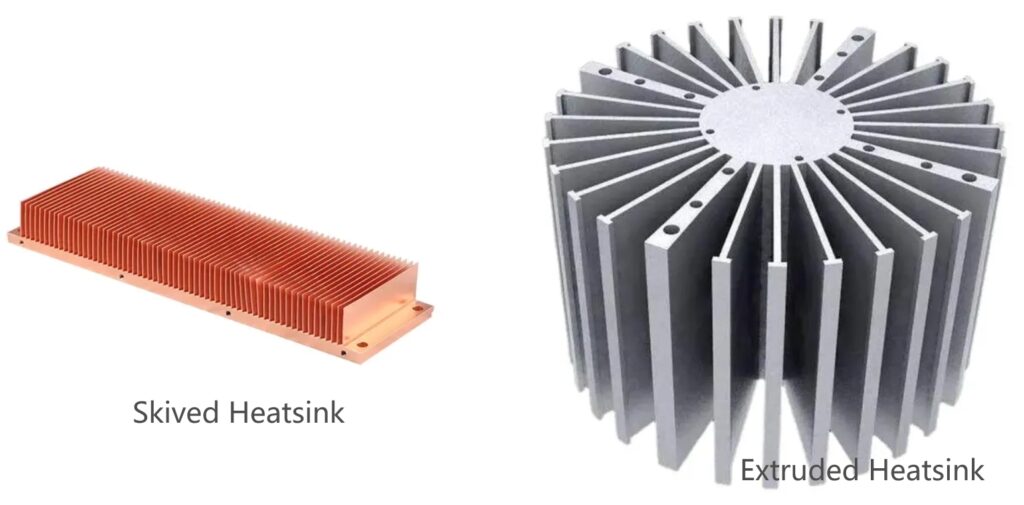 A comparison of skived and extruded heat sinks